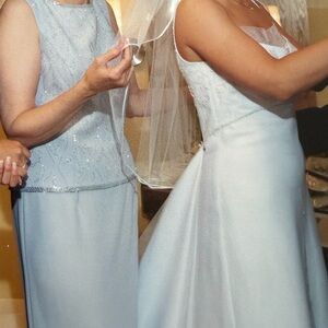 David's Bridal Lavender Beaded Tank Evening Gown